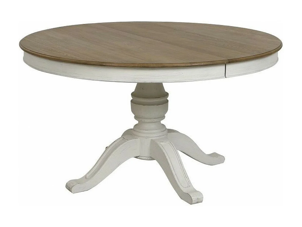 Table ronde extensible pour 6 à 10 pers Bois Blanc - Manoir Interior's