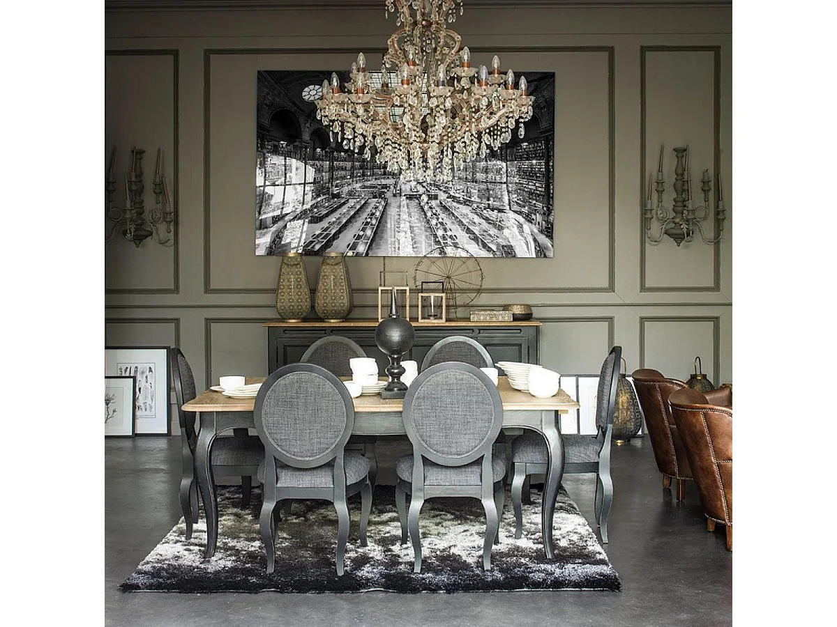 Table rectangulaire extensible pour 12 à 14 pers Bois Noir - Manoir Interior's