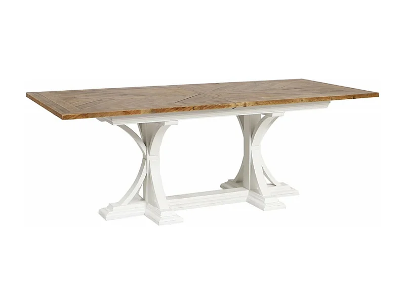 Table rectangulaire extensible 1 allonge Bois Blanc - Vénitiennes Interior's