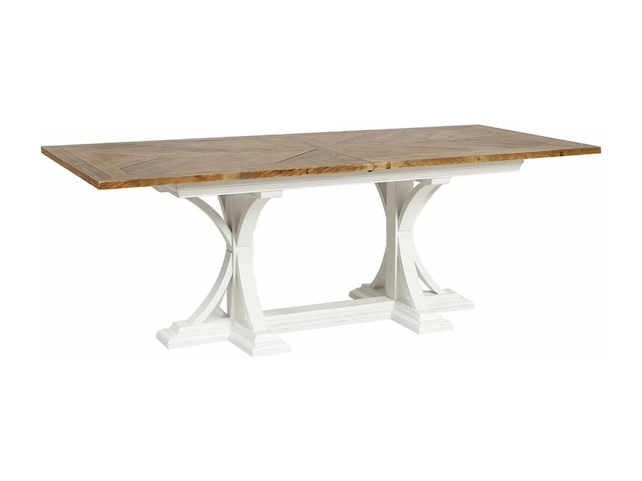 Table rectangulaire extensible 1 allonge Bois Blanc - Vénitiennes Interior's
