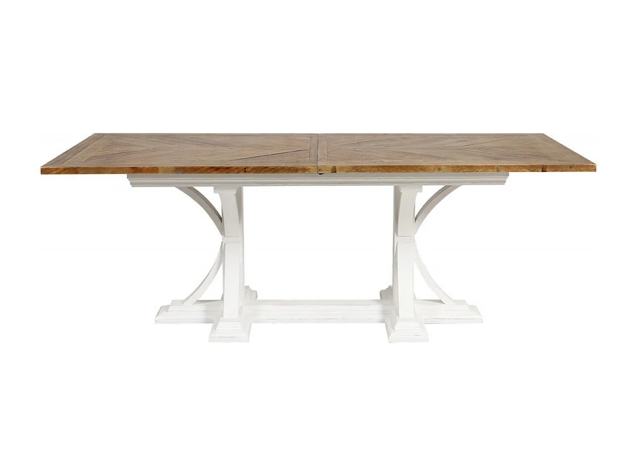 Table rectangulaire extensible 1 allonge Bois Blanc - Vénitiennes Interior's