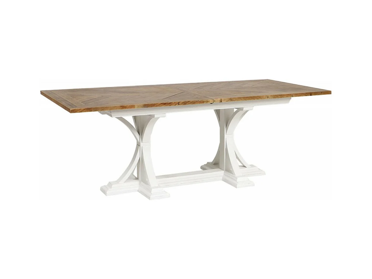 Table rectangulaire extensible 1 allonge Bois Blanc - Vénitiennes Interior's