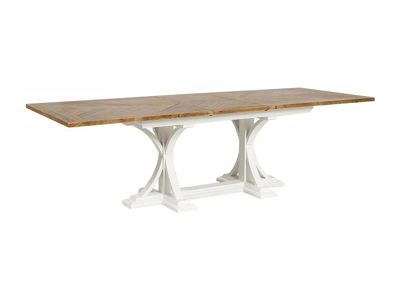 Table rectangulaire extensible 1 allonge Bois Blanc - Vénitiennes Interior's