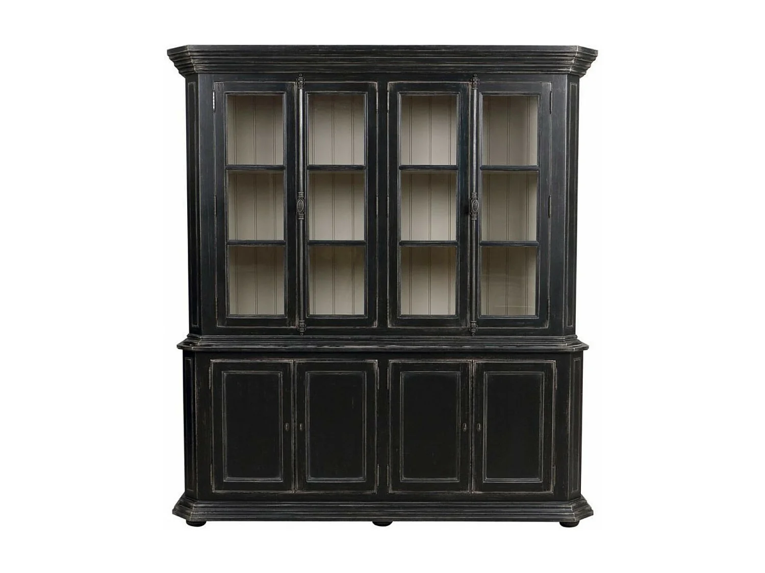 Buffet vaisselier 4 portes vitrées Bois Noir - Bruges Interior's