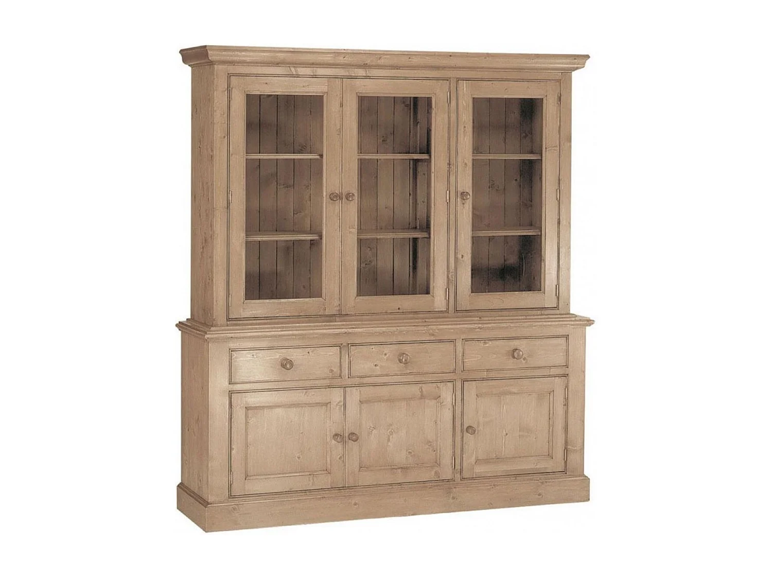 Buffet vaisselier 3 portes vitrées Bois Naturel - Natural Interior's