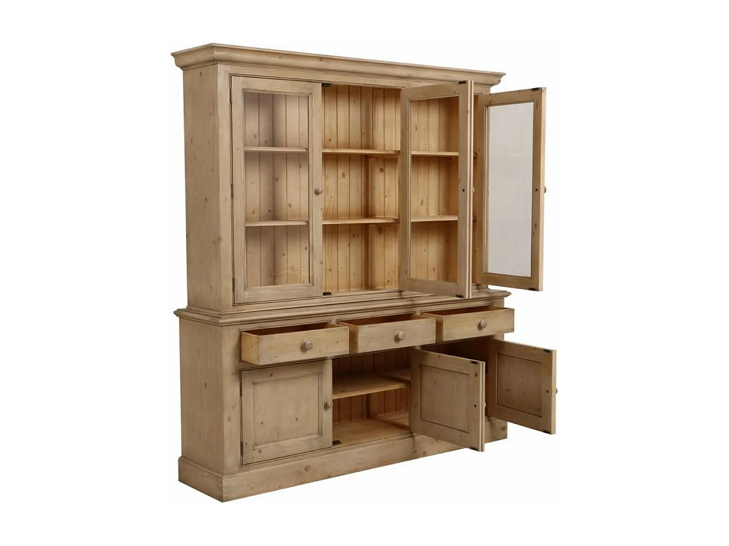 Buffet vaisselier 3 portes vitrées Bois Naturel - Natural Interior's