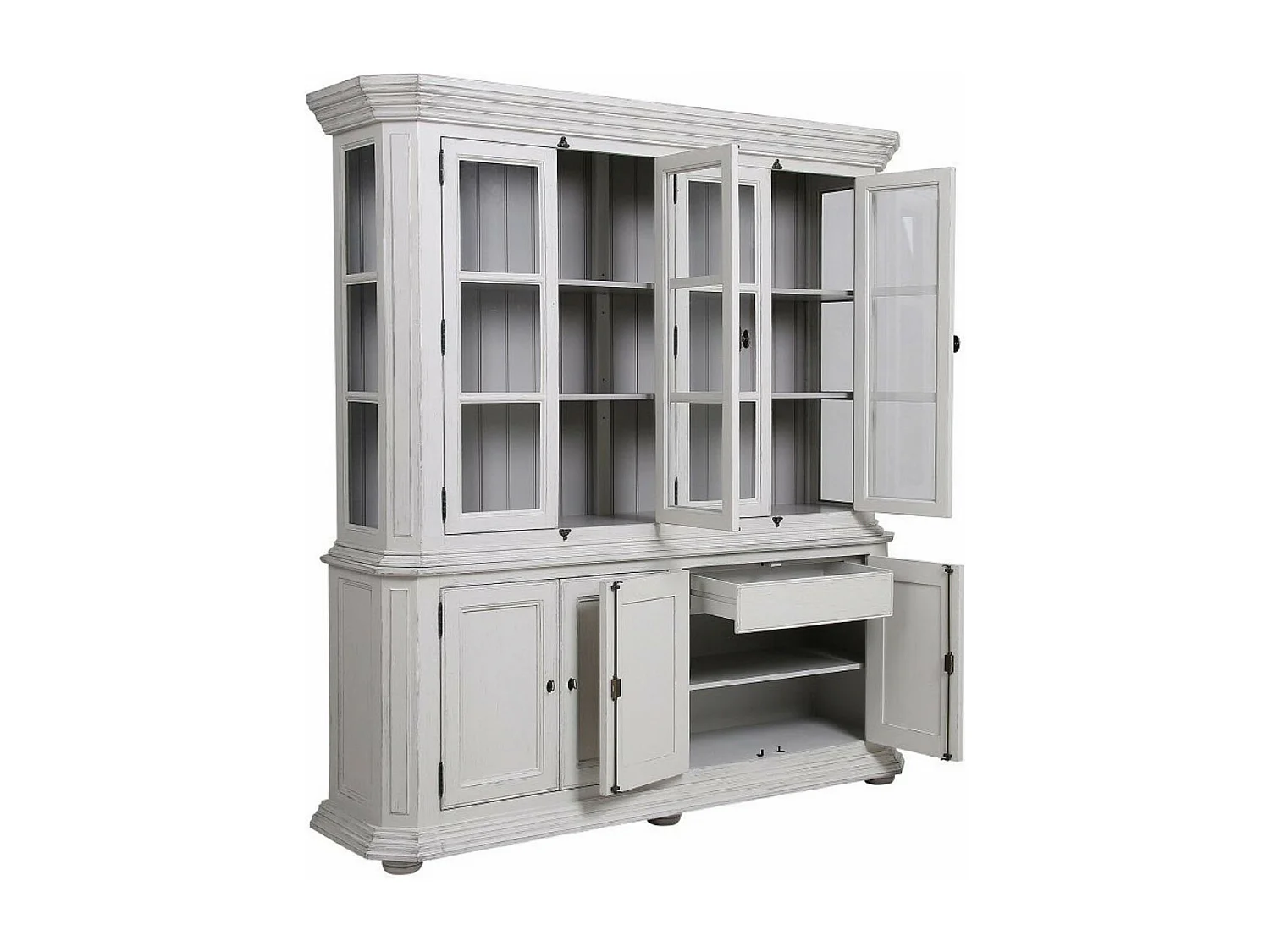 Buffet vaisselier 4 portes vitrées MDF Blanc - Bruges Interior's