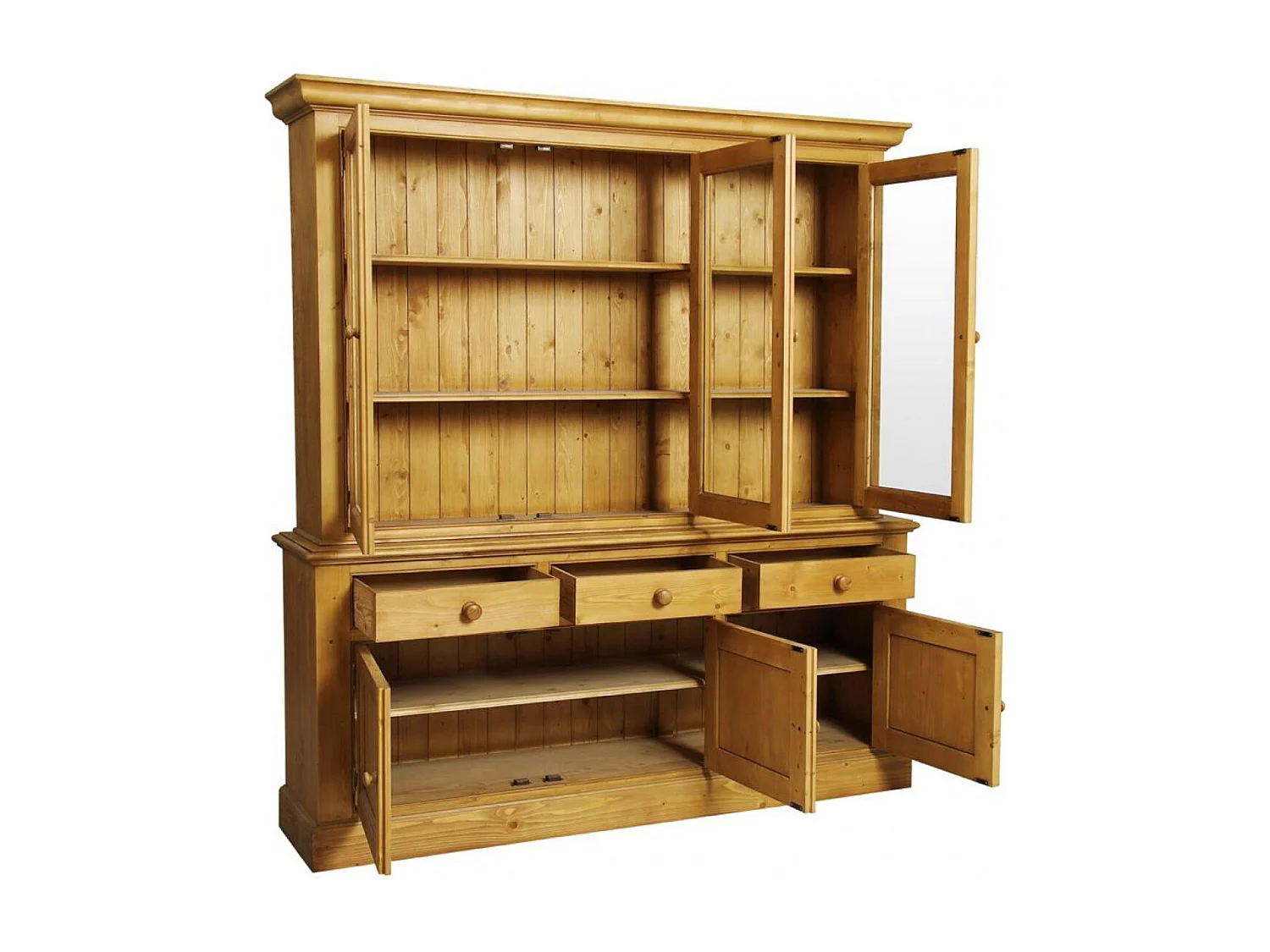 Buffet vaisselier 3 portes vitrées Bois Naturel - Natural Interior's