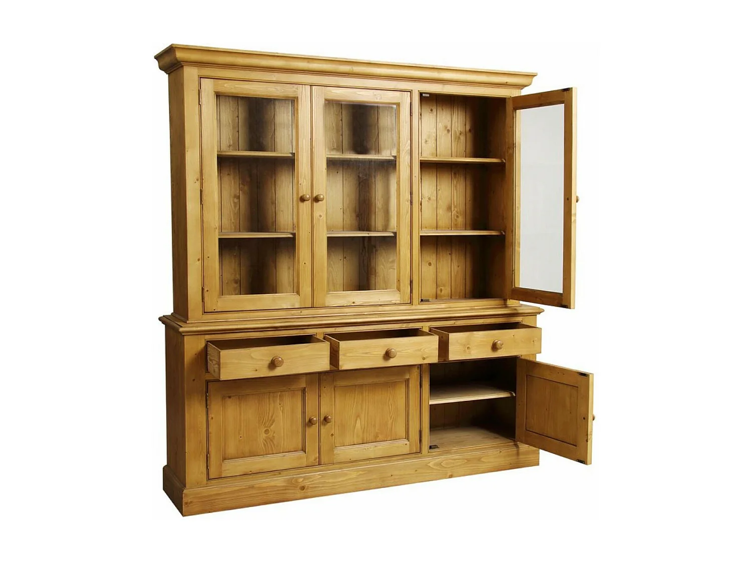 Buffet vaisselier 3 portes vitrées Bois Naturel - Natural Interior's