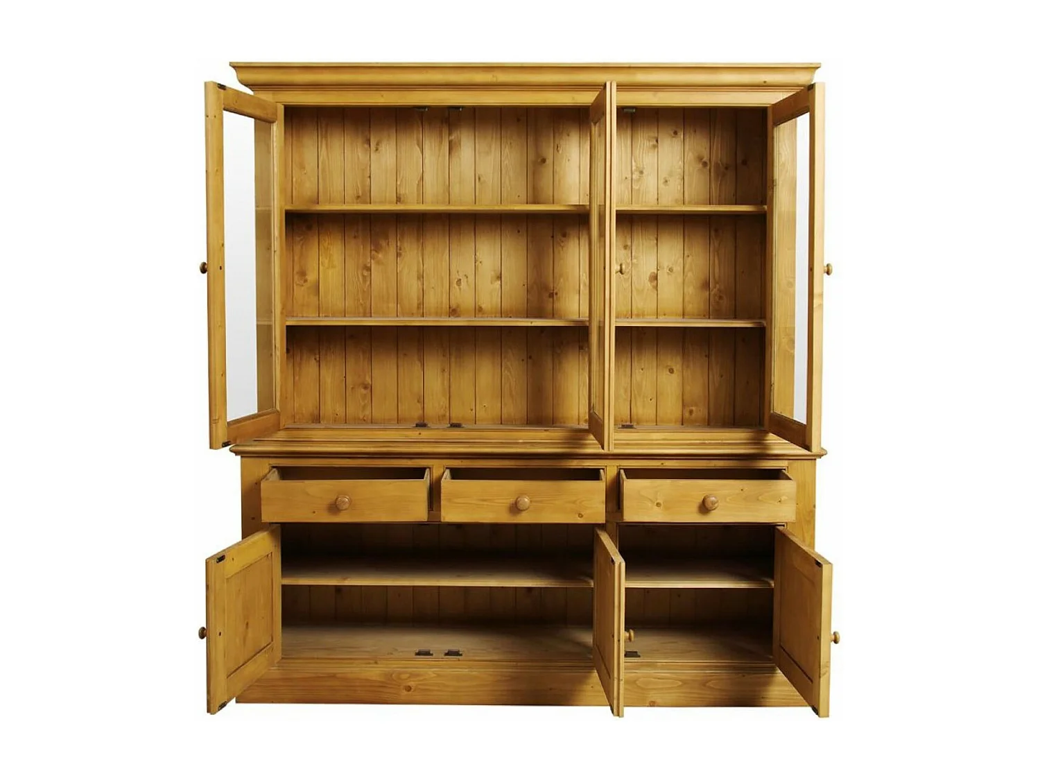 Buffet vaisselier 3 portes vitrées Bois Naturel - Natural Interior's