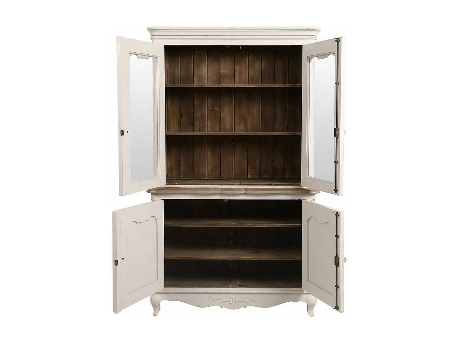 Buffet vaisselier 2 portes vitrées Bois Blanc - Château Interior's