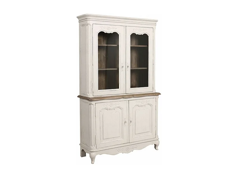 Buffet vaisselier 2 portes vitrées Bois Blanc - Château Interior's