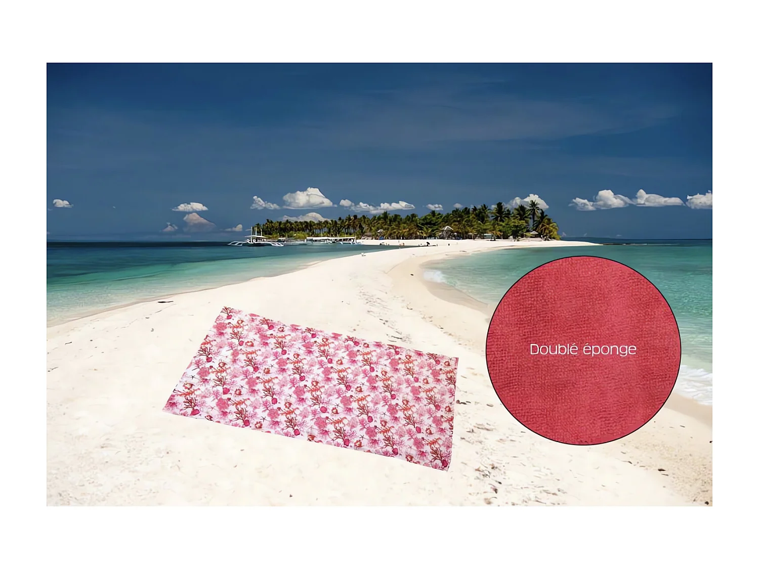 Fouta de algodón forrada con rizo 100x200 cm CORAIL, de Soleil d'ocre