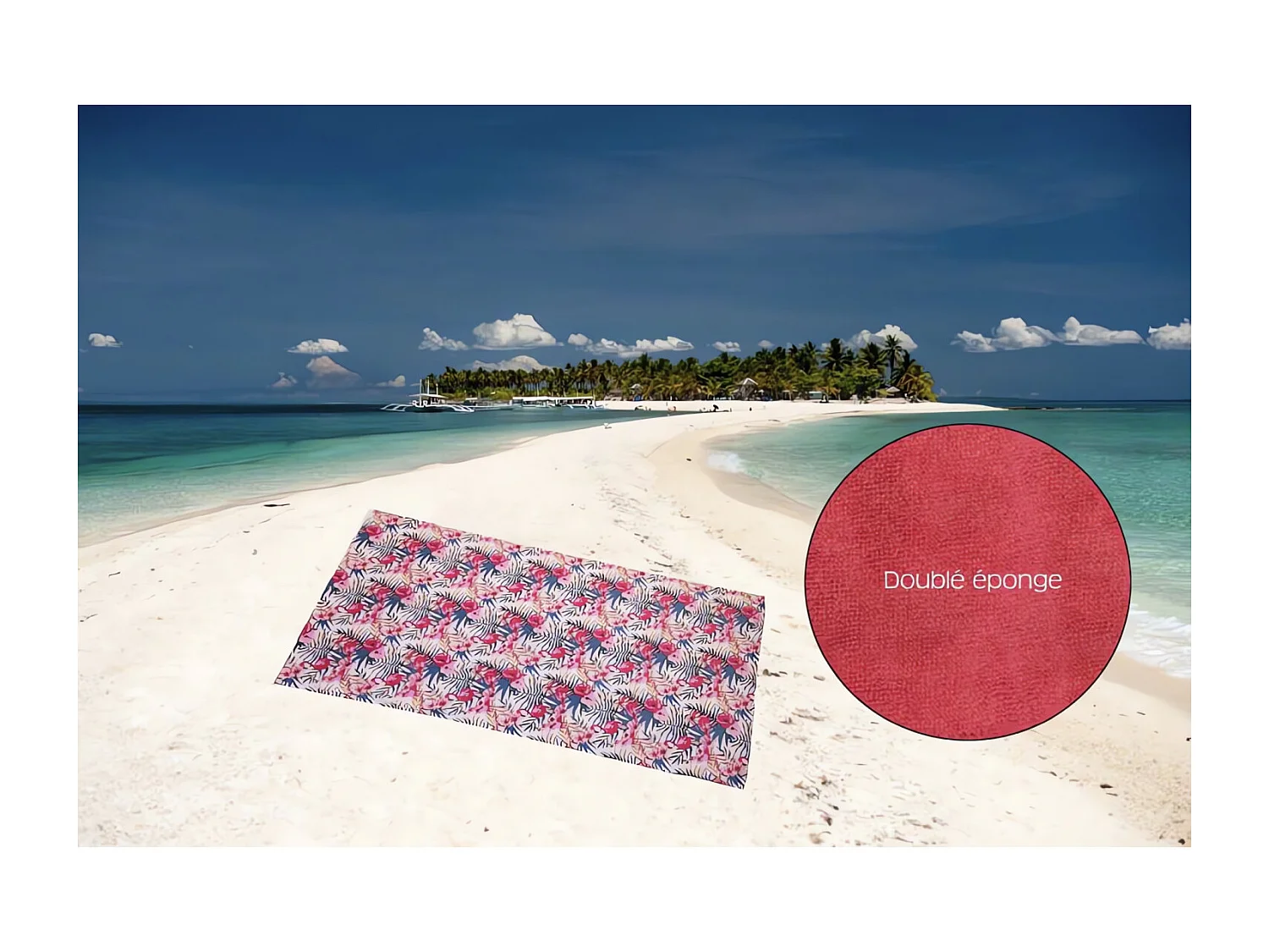 Fouta de algodón forrada con rizo 100x200 cm FLAMAND ROSE, de Soleil d'ocre