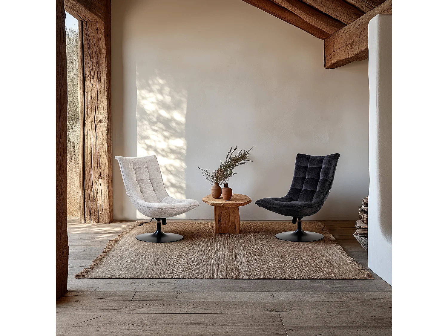 Fauteuil Furnilux - Zwart Stof - Verstelbaar en Draaibaar