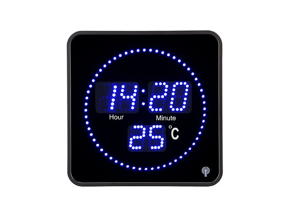 Horloge digitale radio-pilotée BLEUE avec température