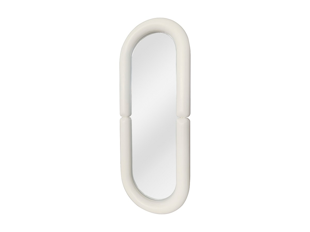 Ovaler Wandspiegel - Paulownia-Holz - B60 x H160 cm - Creme - SINDRA günstig online kaufen