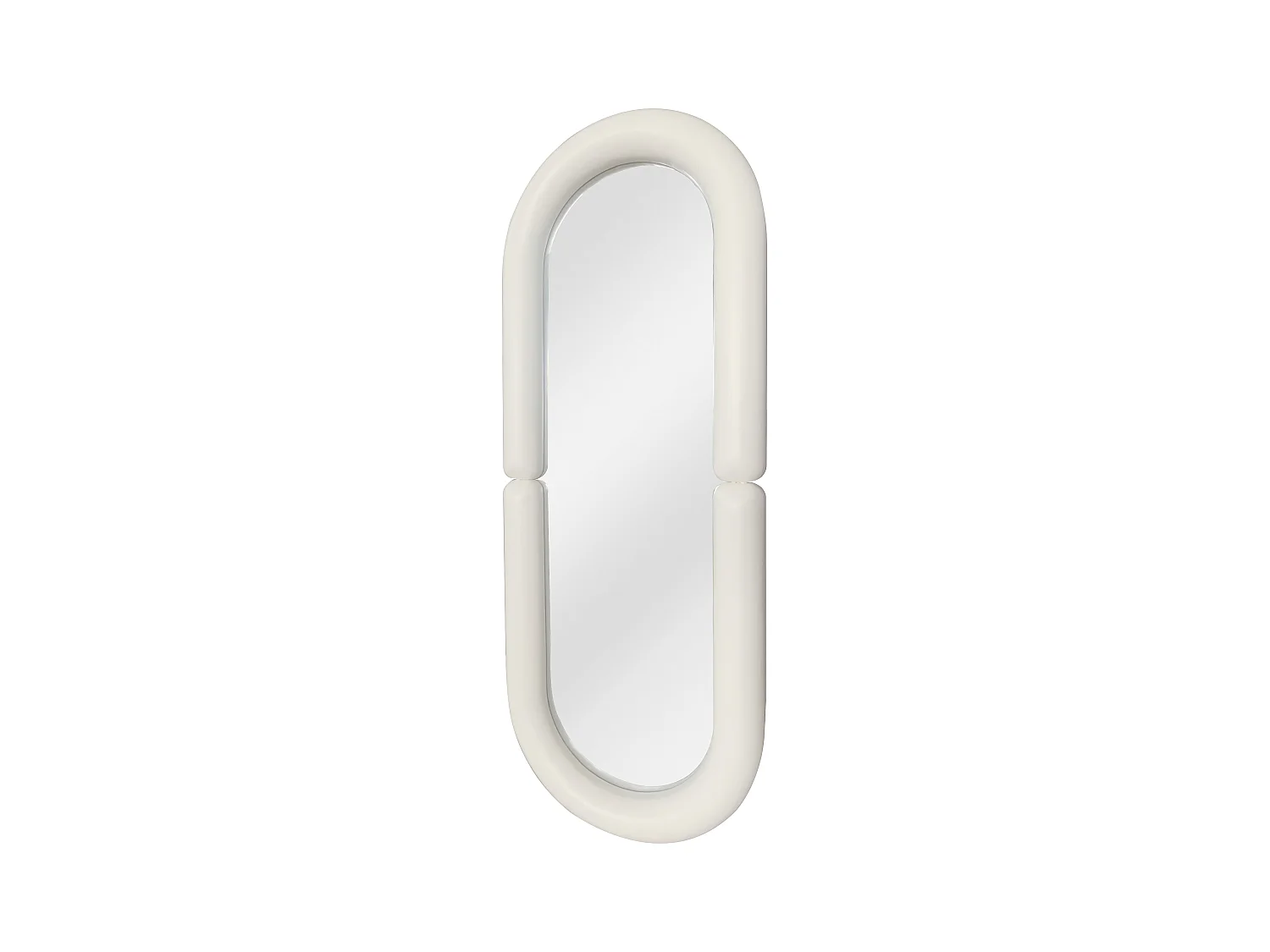 Ovalt vægspejl i paulowniatræ - B. 60 x H. 160 - Cremefarvat - SINDRA