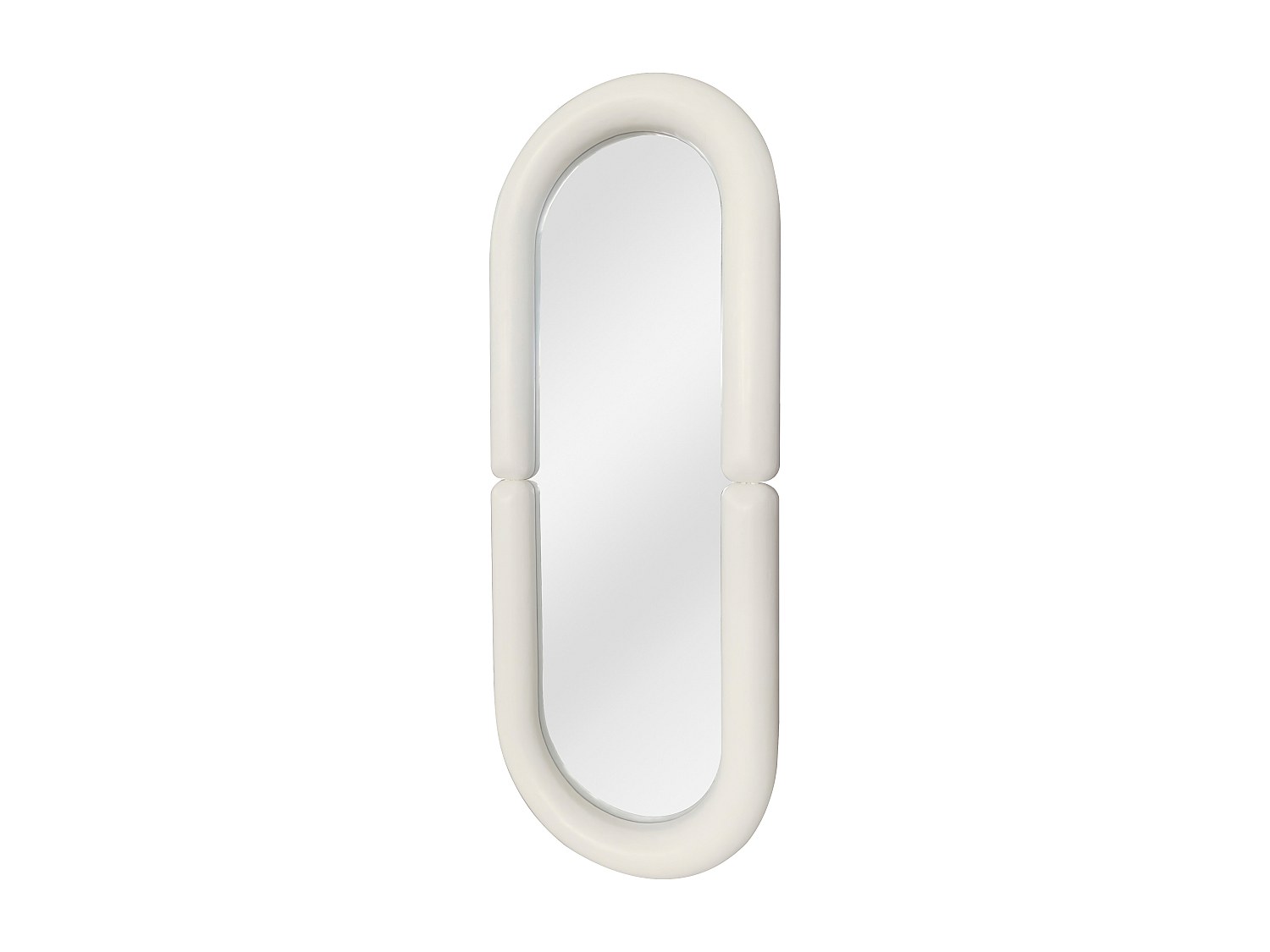 Ovaler Wandspiegel - Paulownia-Holz - B60 x H160 cm - Creme - SINDRA günstig online kaufen