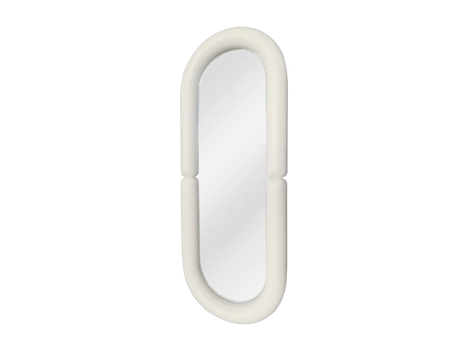 Miroir mural ovale en bois de paulownia - L. 60 x H. 160 - Crème - SINDRA