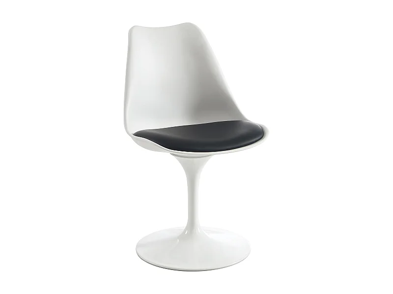 Chaise pivotante en polypropylène, simili et acier - Blanc et Noir - XAFY