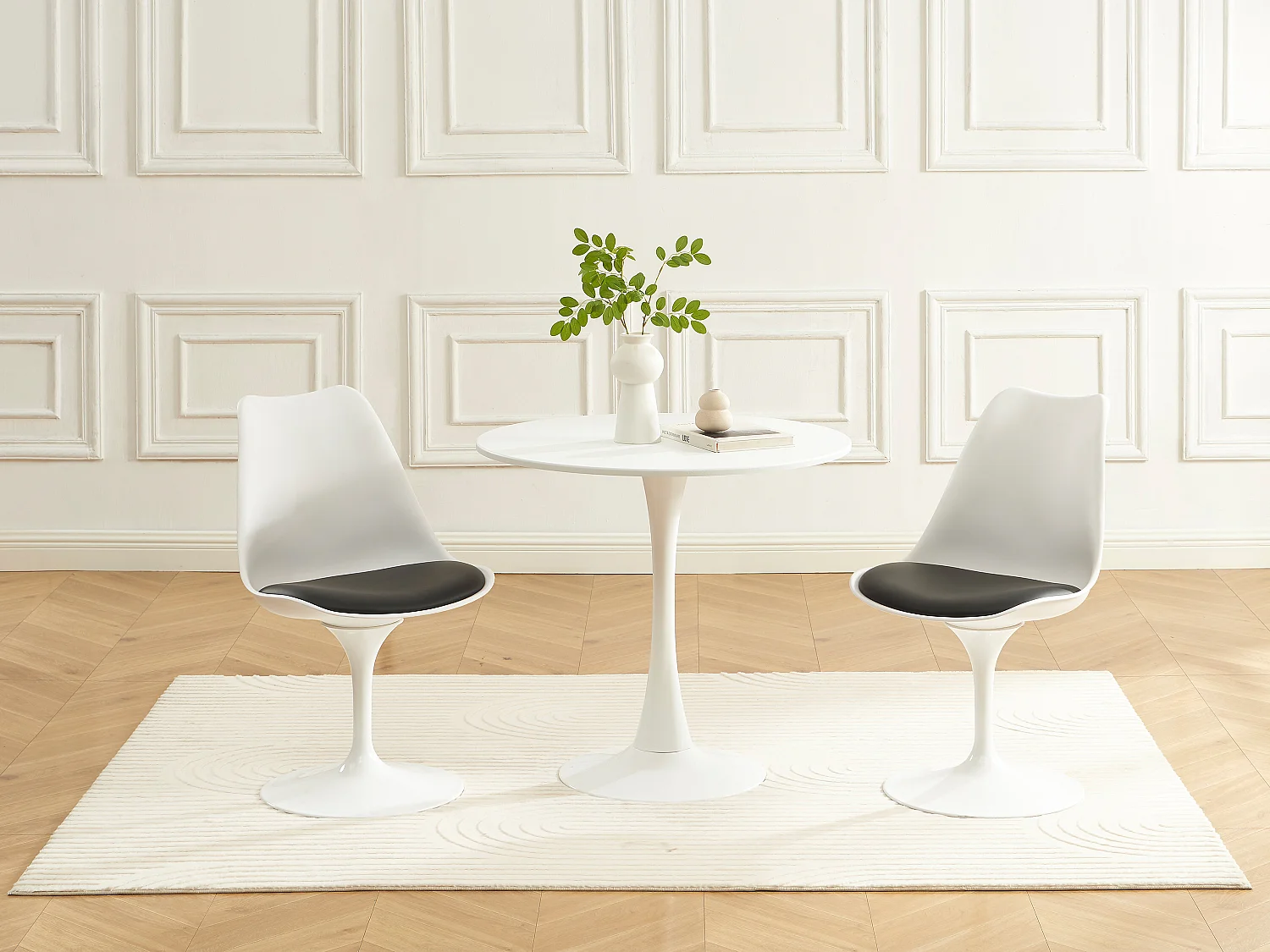 Chaise en polypropylène, simili et acier - Blanc et Noir - XAFY