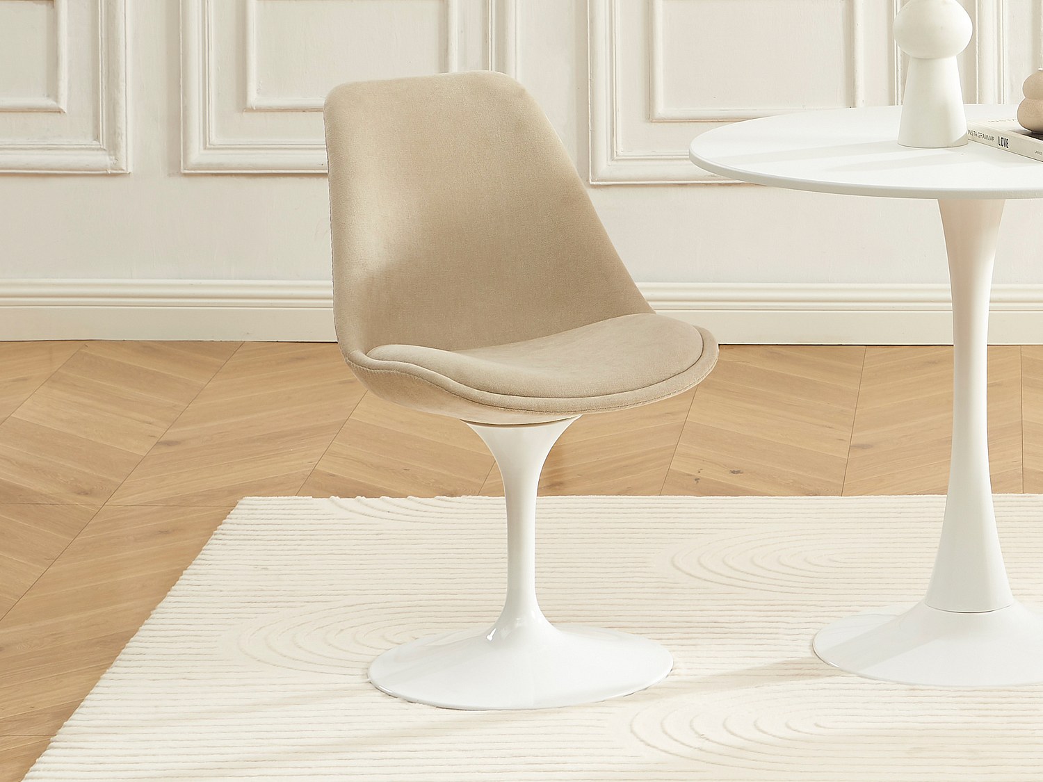 Stol i texturerat tyg och stål - Beige och Vit - XAFY