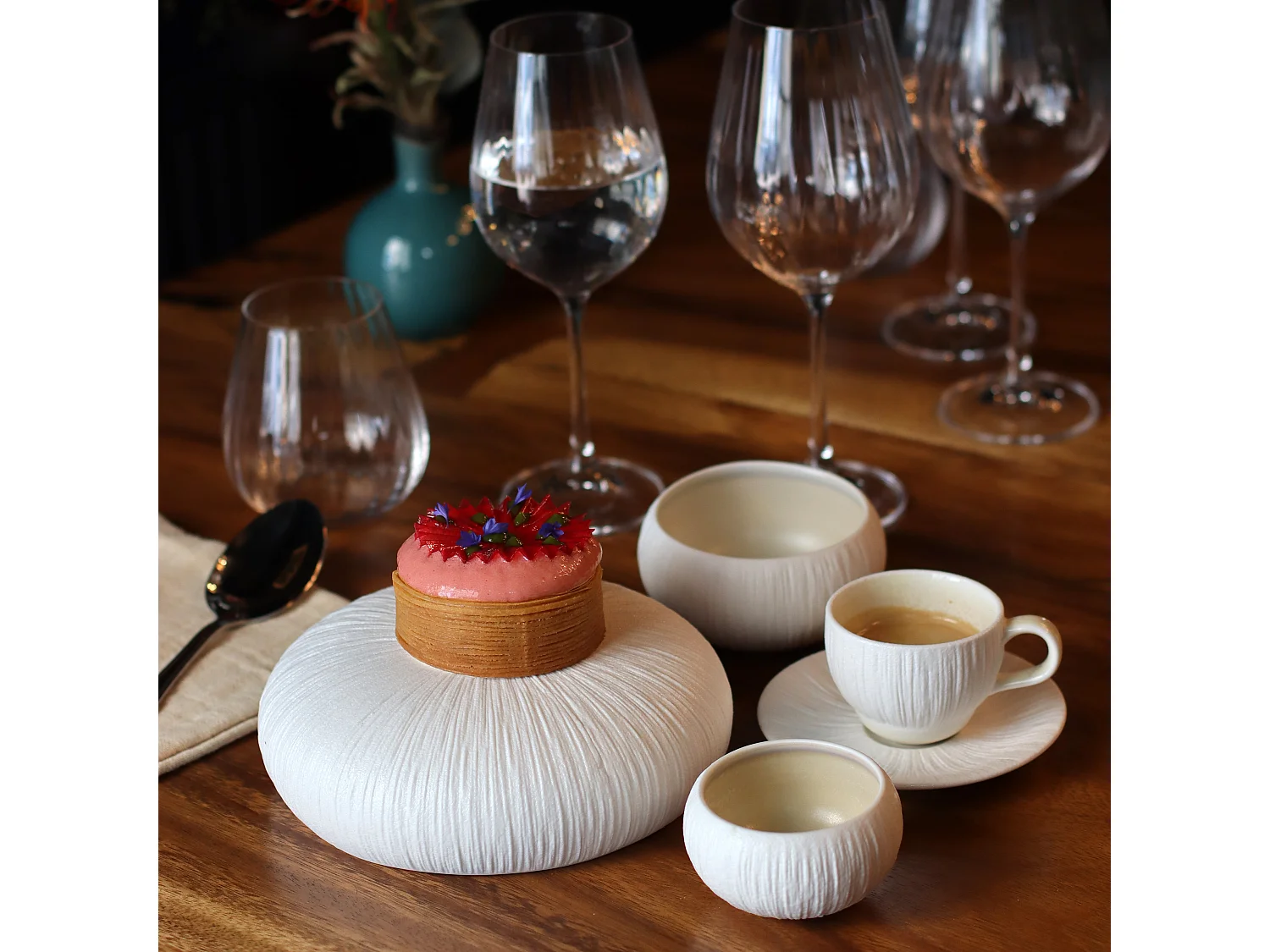 Ogo Living - Lot 6 Bols Urus 10cm En Porcelaine Beige Et Blanc