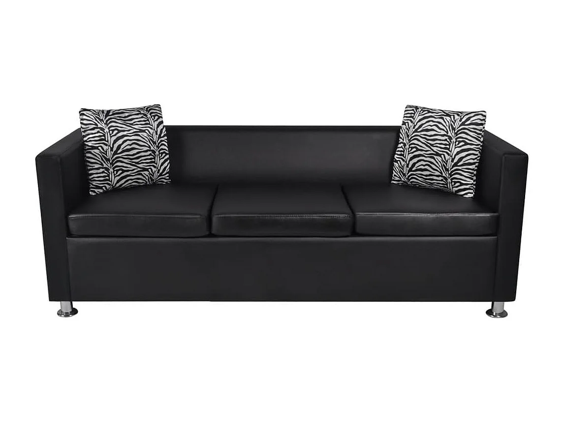 Set di divani a 2 posti per soggiorno interni di casa e divano a 3 posti e poltrona nera 02_0020253