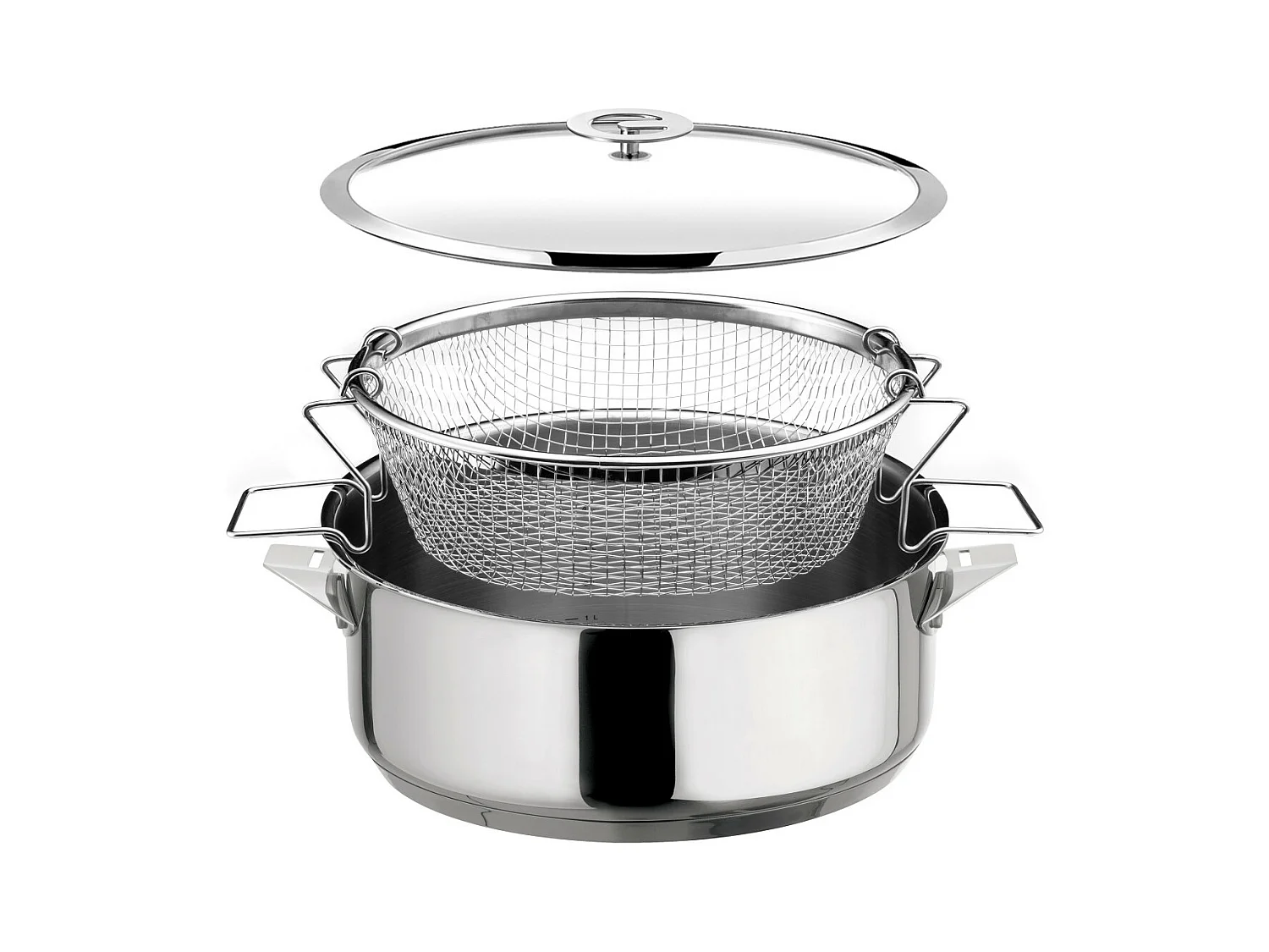 Eclipse - Sauteuse 24 cm revêtue en céramique, couvercle et panier de cuisson pour friture et cuisson à l'eau