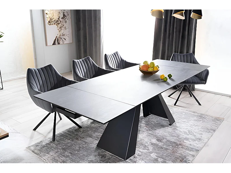 Tavolo da pranzo Salvadore Alpi (90x160-240)/Ceramica/Antracite