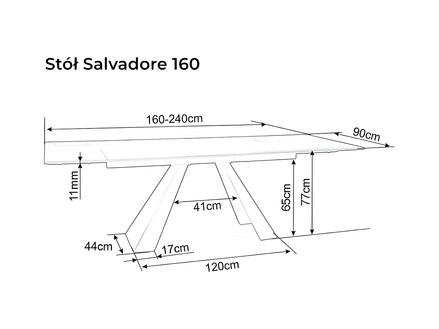 Esstisch Salvadore Sabbia (90x160-240)/Keramik/Beige&Schwarz