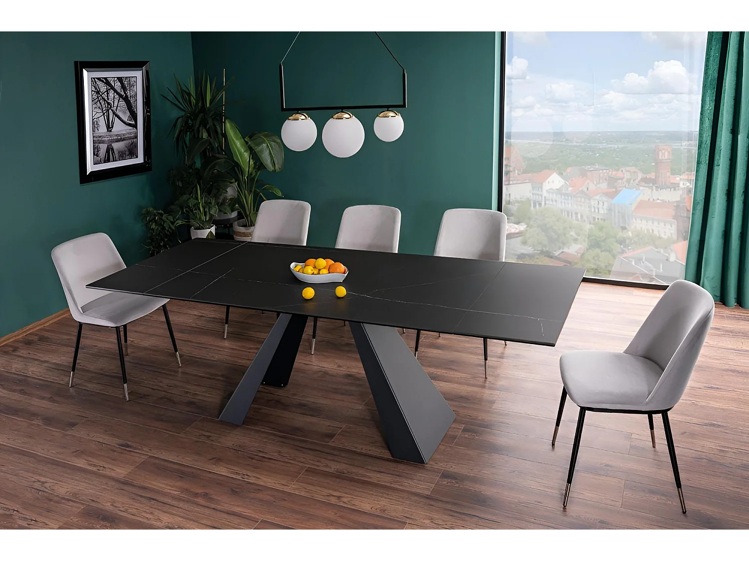 Esstisch Salvadore Sahhara (90x160-240)/Keramik/Schwarz