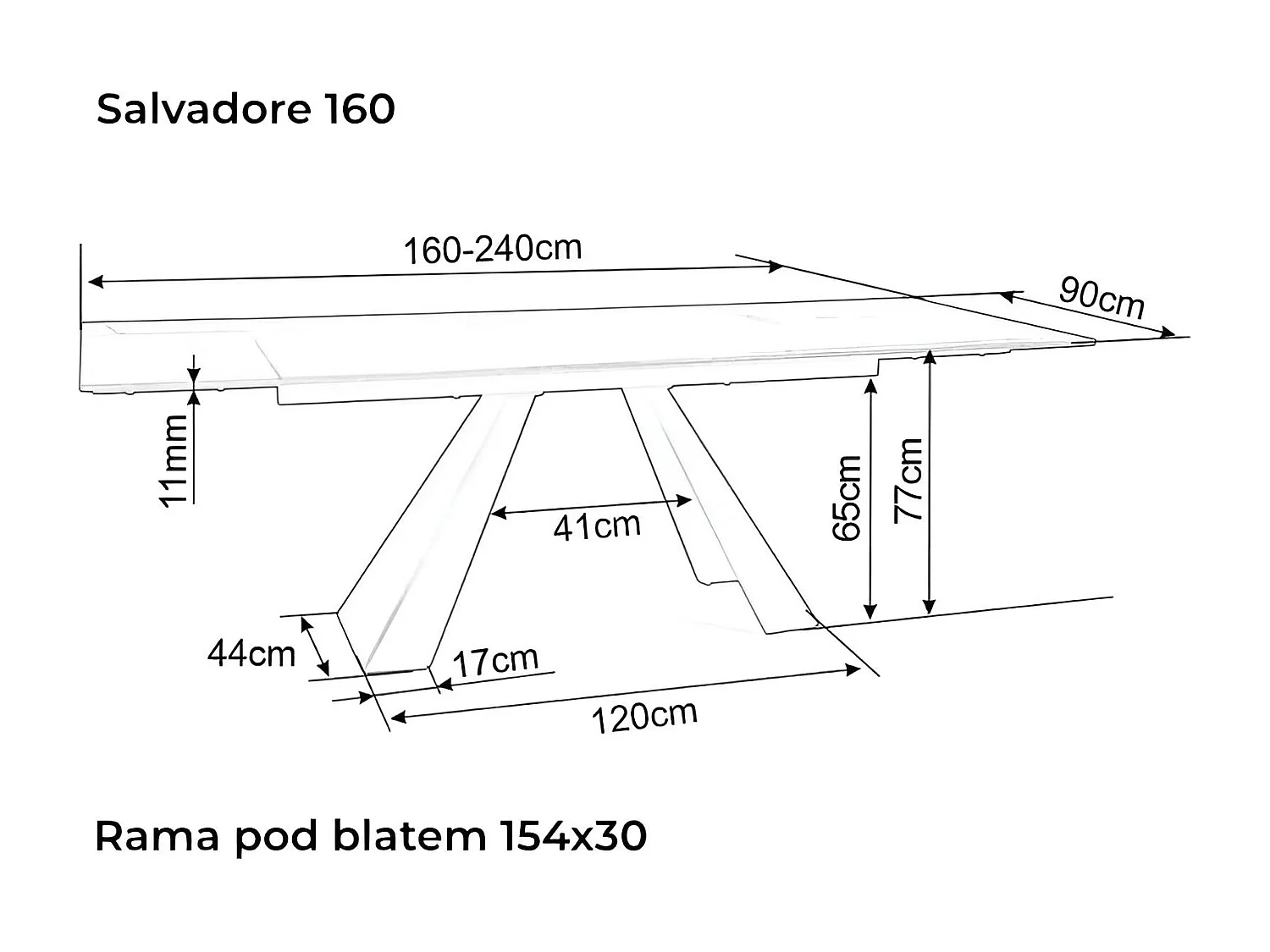 Esstisch Salvadore Sahhara (90x160-240)/Keramik/Schwarz
