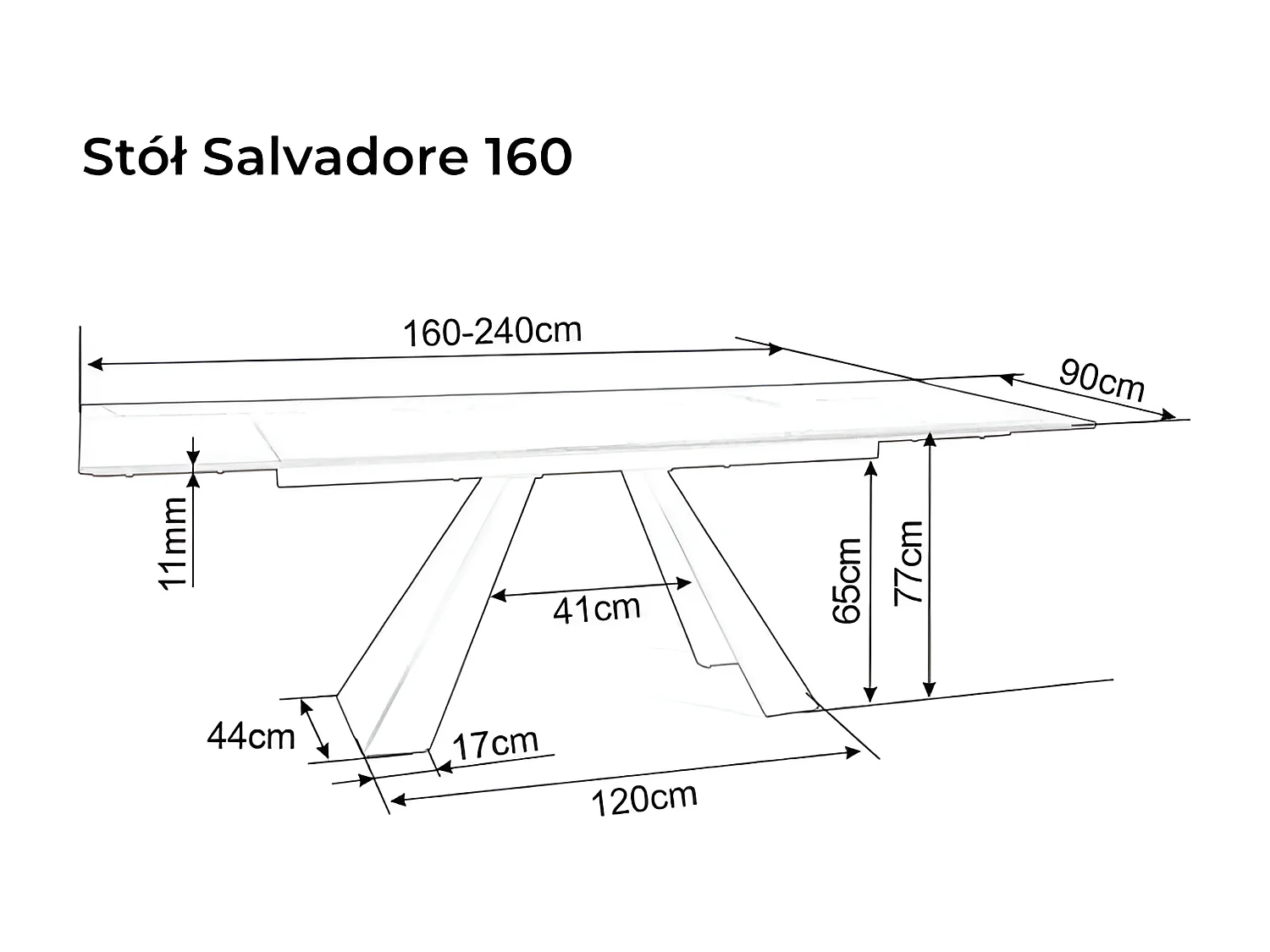 Esstisch Salvadore Alpi (90x160-240)/Keramik