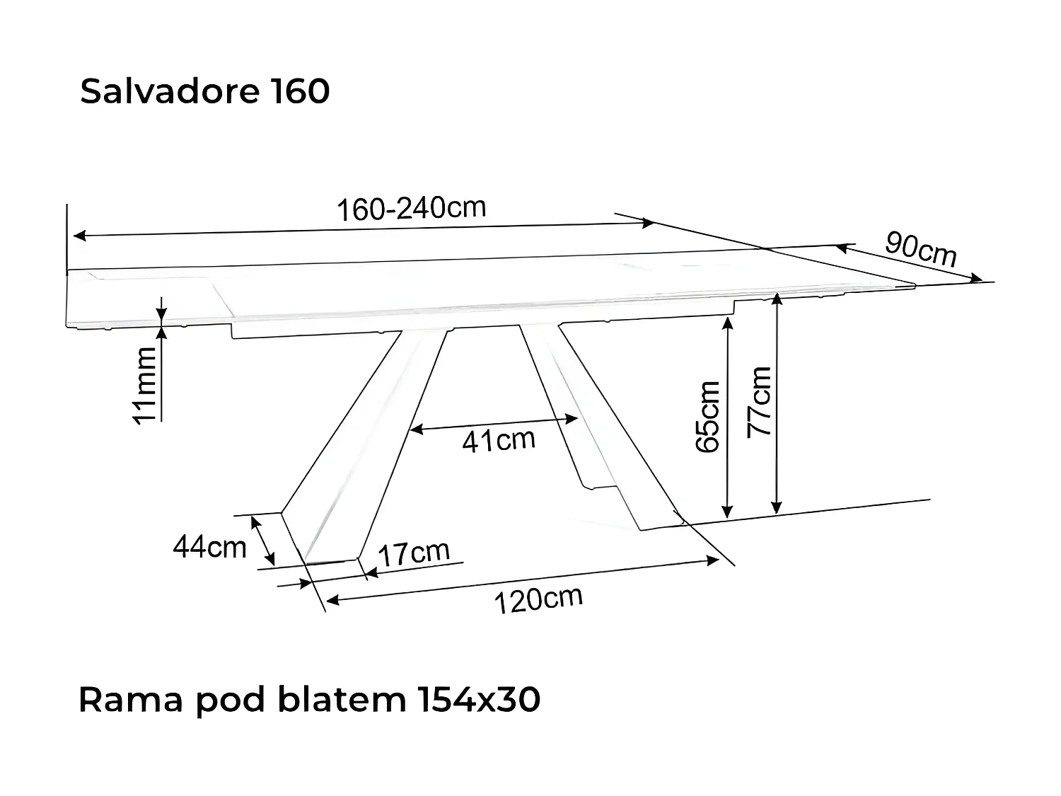 Table de salle à manger  Salvador  Creme (90x160-200)/Céramique/Beige&Noir