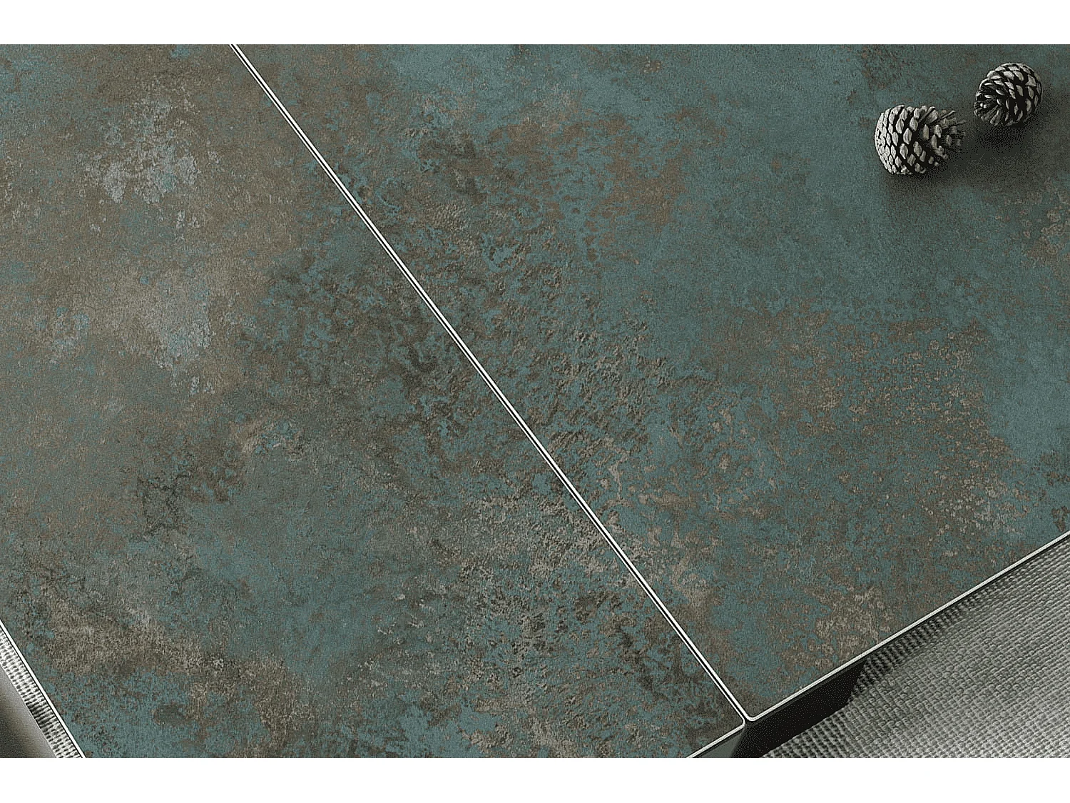 Table de salle à manger  Salvador Turkis (90x160-200)/Céramique/Noir&Vert