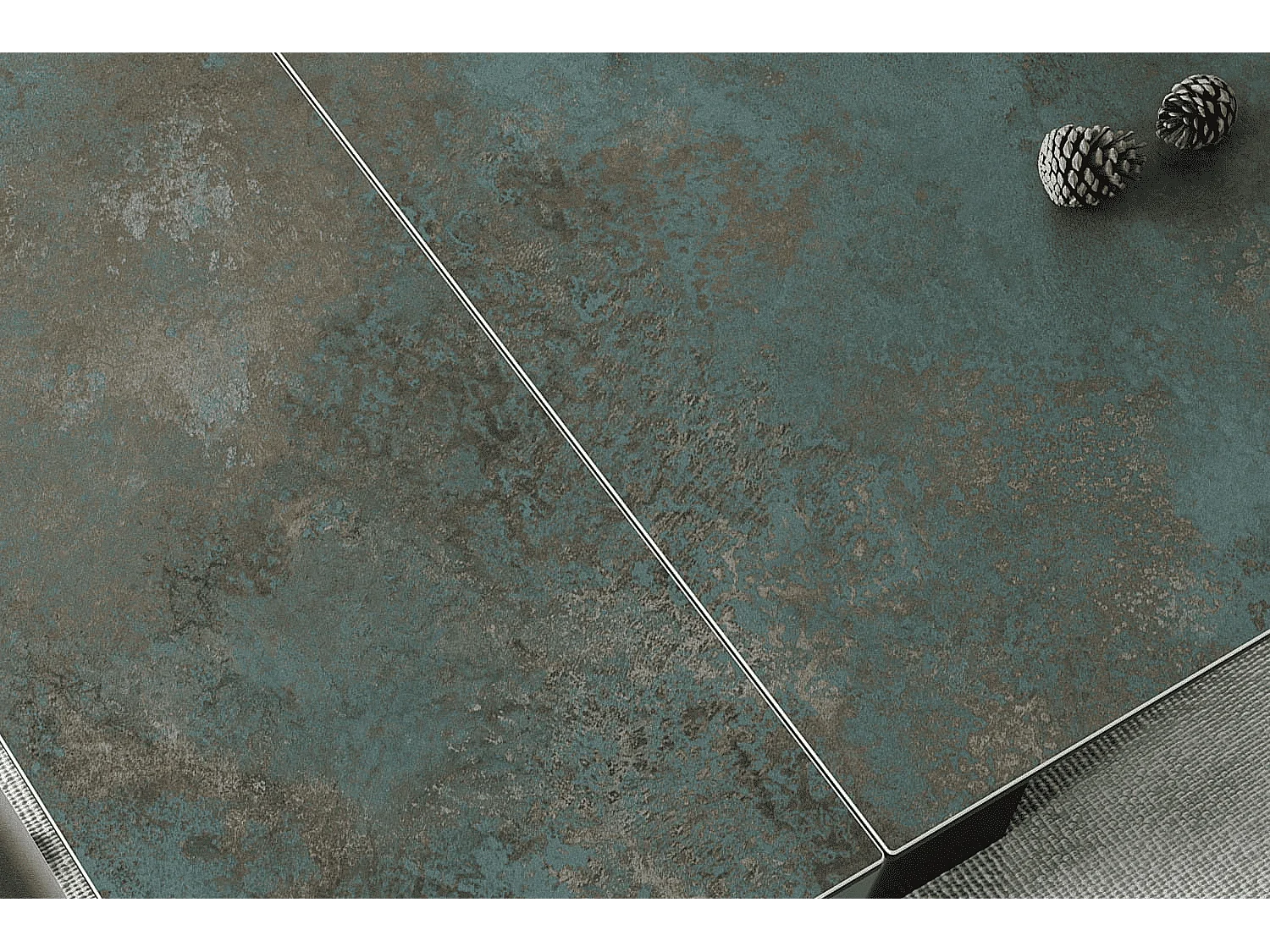 Esstisch Salvadore Alpi (90x160-240)/Keramik/Schwarz&Grün