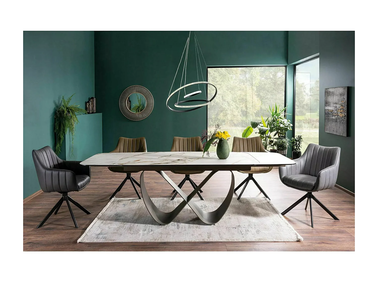 Esstisch Infinity Amber  (95x160-240)/Keramik/Weiss&Schwarz