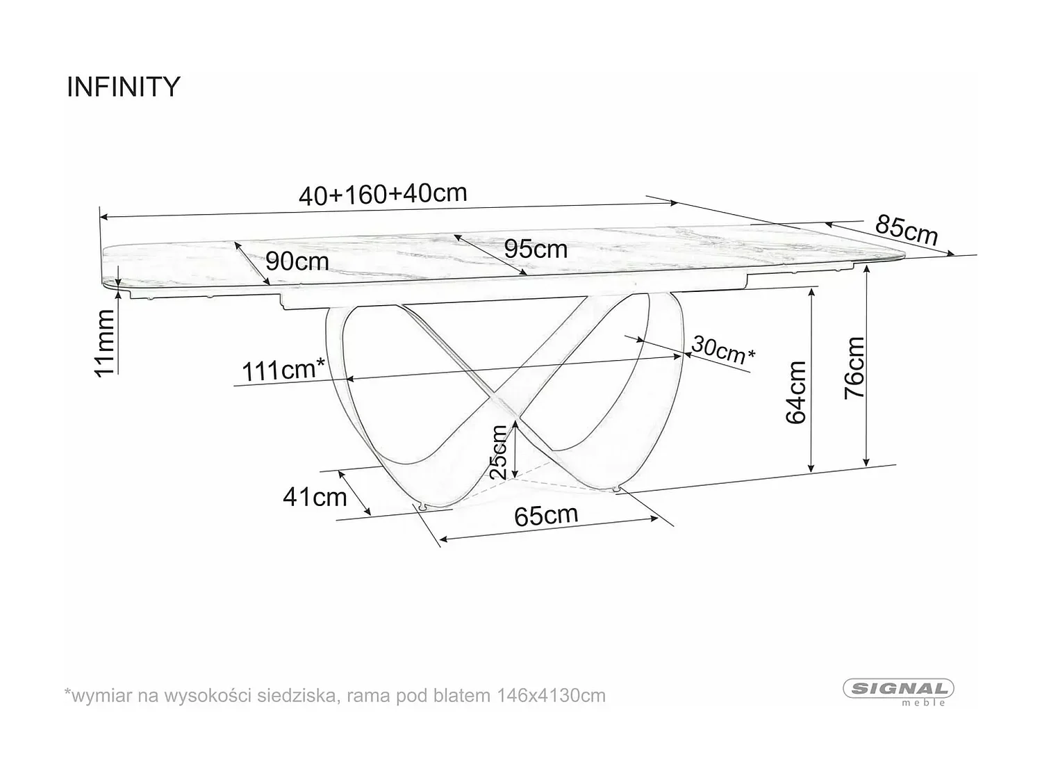 Esstisch Infinity Amber  (95x160-240)/Keramik/Weiss&Schwarz