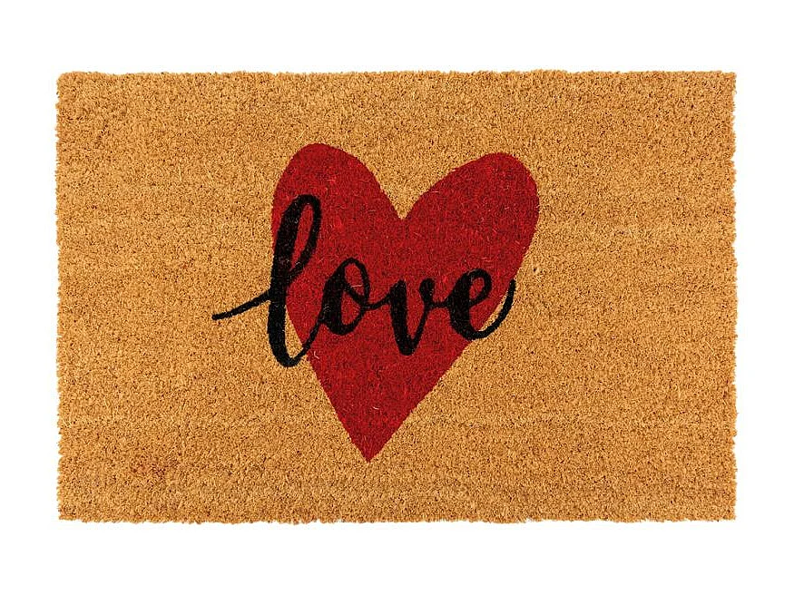 Paillasson en fibre de coco 60 x 40 cm Coeur Love