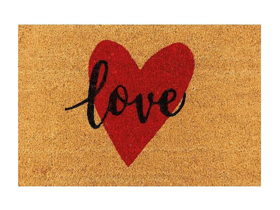Paillasson en fibre de coco 60 x 40 cm Coeur Love