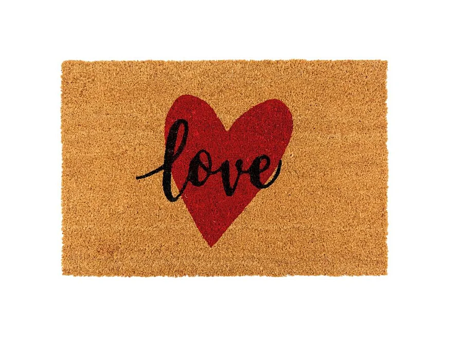 Paillasson en fibre de coco 60 x 40 cm Coeur Love