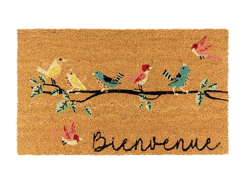 Paillasson coco intérieur extérieur 75 x 45 cm Bienvenue oiseaux
