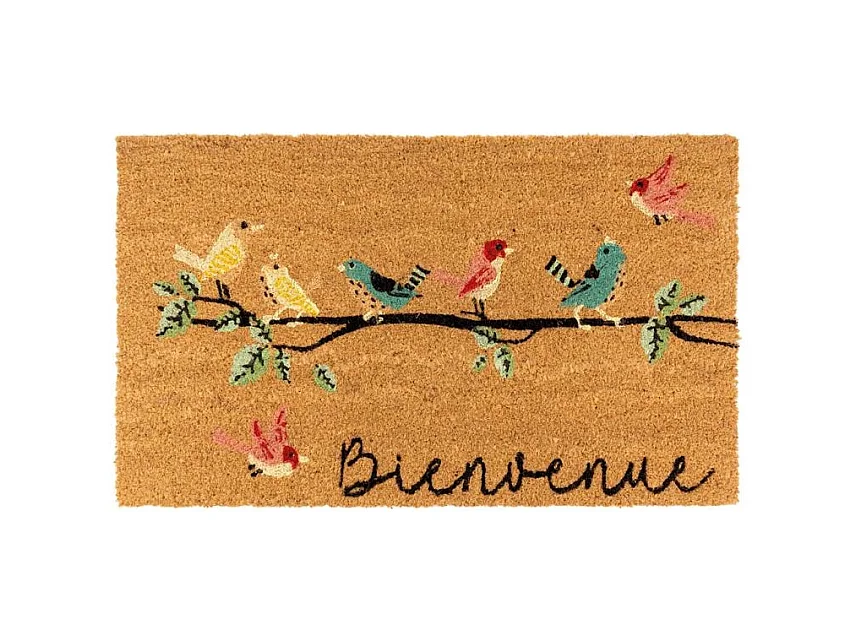 Paillasson coco intérieur extérieur 75 x 45 cm Bienvenue oiseaux