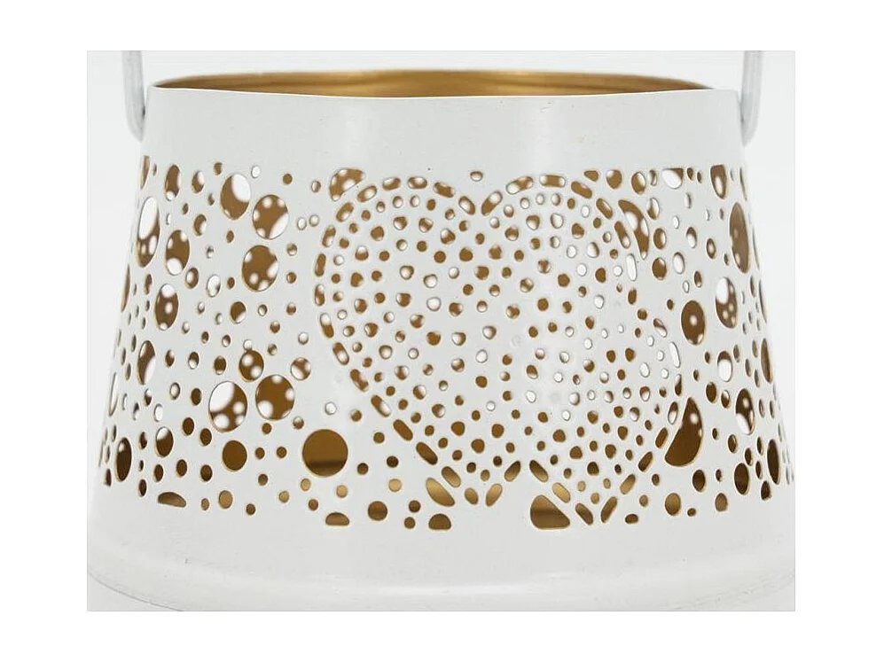 Photophore en métal laqué blanc Coeur Boule