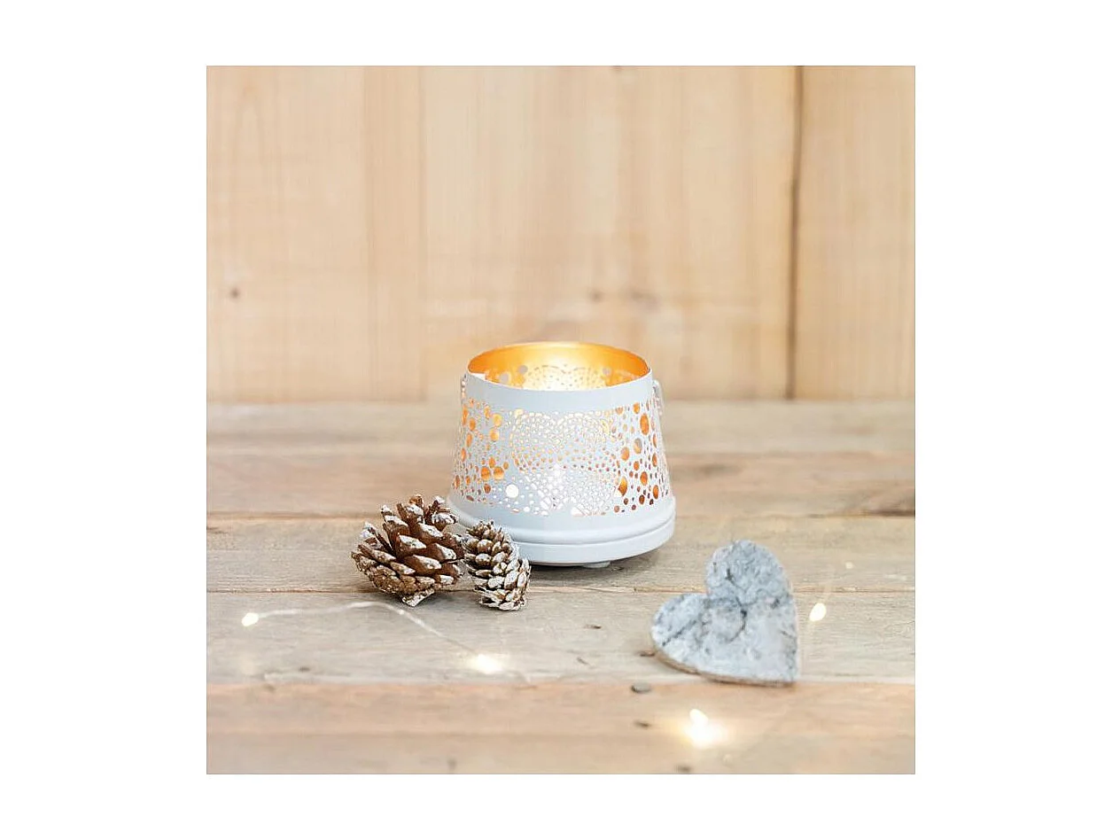 Photophore en métal laqué blanc Coeur Boule