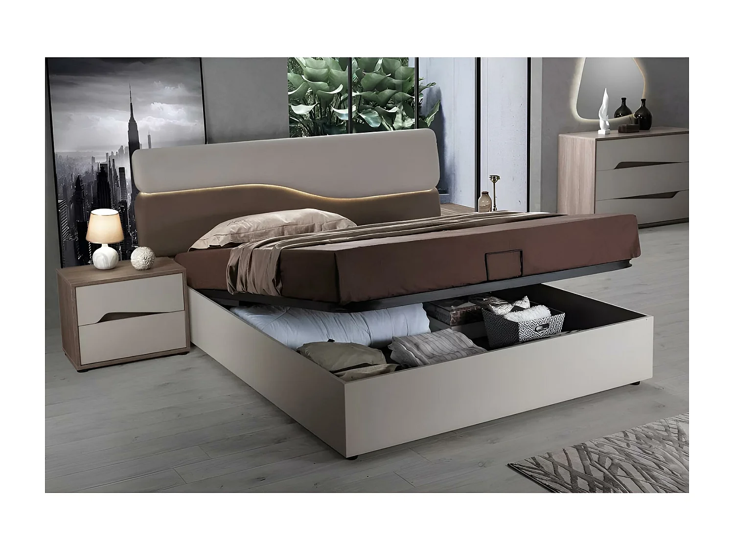 Set da camera da letto Soleil/Beige&Marrone