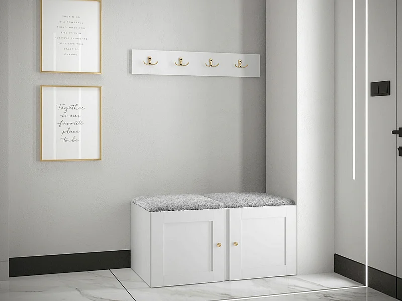 Meuble d'entrée Hartford 376, Gris clair|Noir, MDF|Stratifié|Tissu, À poser|Murale