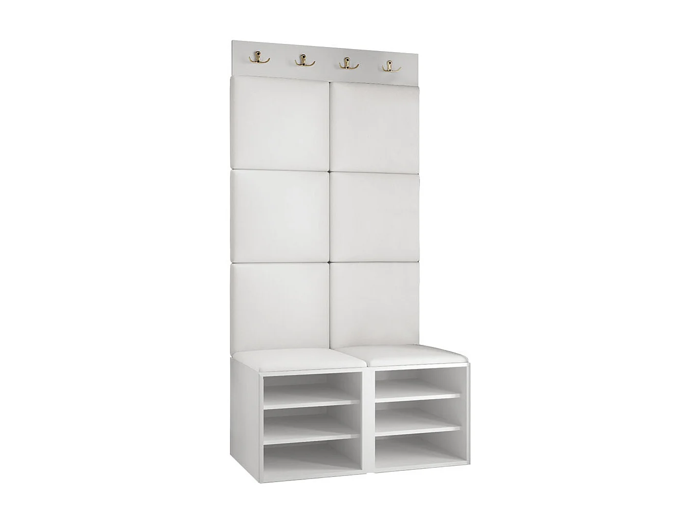 Meuble d'entrée Hartford 375, 186x84x46cm, Brun clair|Blanc, MDF|Stratifié|Tapisserie